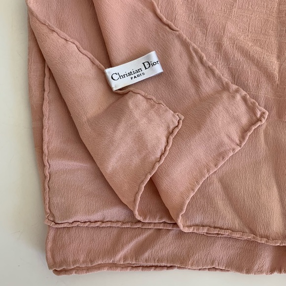 Auth VTG DIOR Pink Monogram Silk Scarf - Picture 8 of 13